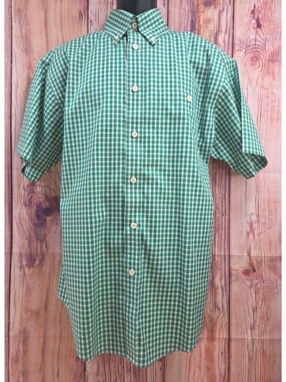 Orvis Men's Green Check Short Sleeve Button-Down Shirt Large